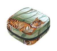 Kit de première période effrayant Tiger Rest at The Forest pour filles, protège-slips tampon, porte-serviettes hygiéniques avec fermeture éclair, organiseur de sac de serviette hygiénique