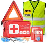 kit de premiers secours 3 en 1 pour voiture - trousse de secours, gilet de sécurité, triangle de signalisation - kit de dépannage et accessoires en cas d'accident pour voiture