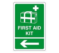 Kit de premiers secours flèche gauche - Panneau de sécurité - Panneau AED, autocollants de premiers secours, trousse de premiers secours - Plastique rigide de 1,2 mm pour une utilisation en