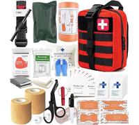 Kit de Premiers Secours IFAK, kit de traumatologie, Kits de Premiers Secours médicaux Militaires avec Garrot, Sac de Survie d'urgence pour matériel de Camping, randonnée,Marine, Rouge