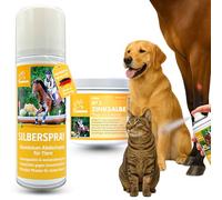 Kit de premiers secours pour animaux I Spray argent + pommade zinc cheval vache I Spray cicatrisant protection cicatrisant pommade désinfectante pour plaies I Pansement spray pour chiens 250ml200ml
