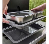 Weber Works 3400220 – Lot de 5 plateaux de service pour Spirit EP, Ardoise 76 cm – Argent/Noir