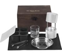Kit de pressage de boules de glace SucceBuy, machine à glace ronde de 60 mm en aluminium de qualité aéronautique avec moule à bloc, égouttoir, pince et verre pour whisky, cocktails lors de fêtes et de