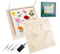 Kit de presse à fleurs en bois pour plantes - 27,5 x 27,5 cm - Kit de bricolage pour presser et sécher les fleurs et les plantes - Réutilisable - Pour adultes et enfants - Pour les amoureux de la