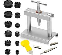 Kit de presse de montre : 15 pièces d'outils d'insertion, presse d'horloge, fermeture de boîtier avec 12 plaques de pression, inserts en plastique, presse de couvercle de montre, outil de réparation