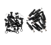 Kit de Prises Baril Dc 30 V 5 A avec Capuchons Étanches à Souder | Connecteurs ABS Noirs et Argentés, Fixation Panneau, Branchement Rapide pour Haut-parleurs Audio, Barres LED, Studios