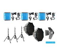 Kit de projecteur LED bicolore Nanlite FC-120B avec triple boîtier, pied d'éclairage, fresnel et softbox | ✅ Livraison gratuite à partir de 100 €