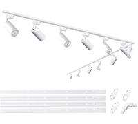 Kit de projecteurs et rails d'éclairage sur rail, 20 W 4000 K blanc naturel, LED branchables. Compatible avec système de type H, 4 rails de 1 m. Spot moderne pour éclairage d'accent