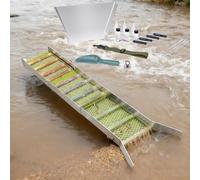 Kit de Prospection et d'orpaillage,boîte à Sluice Pliable de 50 Pouces,équipement minier Portable en Alliage d'aluminium,for Adultes,Comprend des Pics à crevasses,Une loupe et Un Aimant