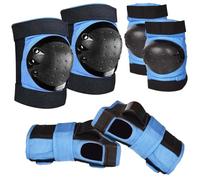 Kit de Protection 6 en 1 pour Enfants - Genouillères,Coudières & Protège-Poignets Réglables - Équipement de Sécurité pour Skateboard,Roller,Trottinette,Vélo - Idéal pour Garçons et Filles (Bleu, M)