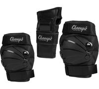 Kit de protection Champz Skate pour enfants - Equipement de protection pour le roller, noir, taille 35-38 EU