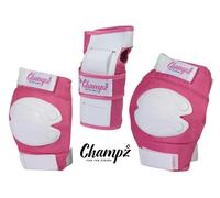 Kit de protection Champz Skate pour enfants - Equipement de protection rose/blanc - Taille 39-42 EU