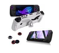 Kit de protection compatible avec ROG Ally X, coque en TPU avec support, 2 paires de coques de joystick, film protecteur d'écran trempé, protection complète (blanc)