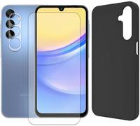 Kit De Protection Complète Pour Samsung Galaxy A15 5g 6.5"" - Verre Trempé Ultra-Fin Anti-Rayure/Explosion + Coque Silicone Souple Avec Protection Caméra Arrière