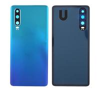 Kit de protection de batterie + double face + lentille compatible pour Huawei P30 / ELE-L29 ELE-L09 arrière arrière arrière coque arrière arrière + autocollant + lentille avec cadre (bleu)