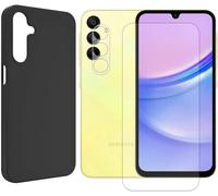 Kit De Protection Écran Et Caméra Avec Coque Transparente Pour Samsung Galaxy A15 4g - Verre Trempé Ultra-Fin Anti-Rayures/Chocs, Installation Facile Sans Bulles