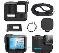 Kit de protection en silicone pour Gopro Hero-Batterie rechargeable directement,protection d'objectif,bouchon d'objectif,lanière réglable
