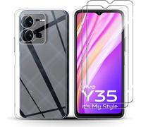 Kit de protection Holilo pour Vivo Y35, étui transparent et vitre
