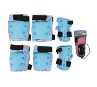Kit de protection pour enfants - genouillères, coudières & protège-poignets avec poche, réglables, pour skate, vélo & trottinette, bleu, 10-22,5 kg