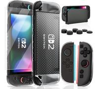 Kit de Protection pour Nintendo Switch 2, Coque en TPU Amovible avec Protecteur d'Écran + Caps de Joystick, Housse de Protection Corps Entier en PC pour Accessoires Switch 2