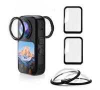 Kit de protection pour objectif Insta 360 X6 en verre de qualité supérieure avec lot de 2 films de protection d'écran pour Insta360 X6 - Film de protection en verre trempé rigide anti-rayures 9H