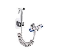 Kit de pulvérisateur bidet toilette couches en tissu ABS for jet for portable Tuyau 2 m Double vanne d'angle contrôle for la cuisine, brossé(Brushed)