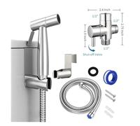 Kit de pulvérisateur de bidet de toilette à main en acier inoxydable, robinet de bidet à main for salle de bain, pulvérisateur à main, pommeau de douche autonettoyant(AU EU 1-2 sliver)