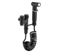 Kit de pulvérisateur de bidet réglable à double sortie en ABS avec valve d'angle en alliage, tuyau flexible en polyuréthane, installation G1/2 pour nettoyage de bébé et animal domestique S (noir)