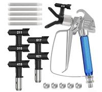 Kit de pulvérisateur de peinture sans air 12 pièces avec embouts de buse, filtres, protection de buse et poignée en acier inoxydable pour une utilisation prolongée et un entretien facile