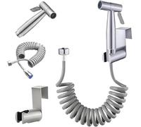 Kit de pulvérisateur de toilette bidet portatif pistolet pulvérisateur en acier inoxydable avec vanne à 3 voies, soufflet utilisé for l'hygiène personnelle et le bain des animaux(Stainless steel setA)