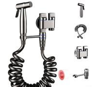 Kit de pulvérisation de bidet, salle de bain avec robinet à double vanne de contrôle pour ensemble de douche musulmane Shattaf à main (gris)