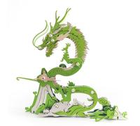 Kit de puzzle 3D en métal à monter soi-même | 90 + pièces de la mythologie orientale Dragon vert | Décoration de bureau créative pour la maison et le bureau (vert)
