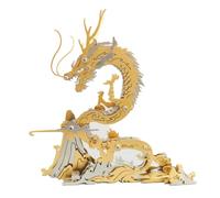 Kit de puzzle 3D en métal à monter soi-même | 90 + pièces de la mythologie orientale Dragon vert | Décoration de bureau créative pour la maison et le bureau (doré)