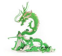 Kit de puzzle 3D en métal à monter soi-même | Plus de 90 pièces - Dragon vert de la mythologie orientale | Décoration de bureau créative pour la maison et le bureau (cyan)