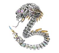Kit de puzzle 3D en métal Viper Serpent, 1 000 pièces à assembler soi-même - Kit de modèle cobra mécanique steampunk avec yeux LED - Décorations de bureau créatives pour bureau et maison