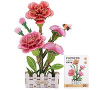 Kit de puzzle 3D - Fleur en bois DIY - Kit de modélisation pour fleurs artificielles à assembler - Pour adultes - Meilleure décoration de la maison et cadeau de jouets de Saint-Valentin (Carnation)