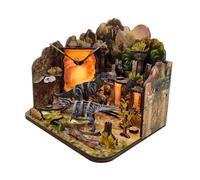 Kit de puzzle de mini maison de poupées du monde de dinosaures, accessoires de maison de poupée miniature avec lumière LED, décoration de chambre créative à l'échelle 1:24 pour adolescents et adultes