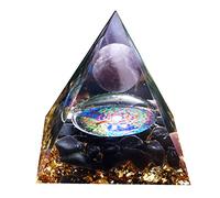 Kit de Pyramide Orgonite en cristal améthyste, sphère de cristal avec pierre d'obsidienne, Collection de Pyramide d'énergie Reiki Chakra Orgone de guérison