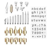 Kit de pyrographie en bois 26pcs Conseils professionnels de pyrographie en cuivre avec pochoirs pour la sculpture en cuir en bois projets artistiques de bricolage