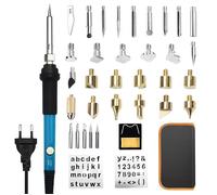 Kit de pyrogravure sur bois de 37 pièces, 60W Fer a Souder, Temperature Réglable 200-450℃, pour Liège,Cuir,Gravure,Sculpture Label