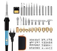 Kit de Pyrogravure sur Bois Fer à Souder,37PC 60W loisirs crÃ atifs adultes graveur pour rondin de bois Liège, Cuir, Gravure, Sculpture Bois, TempÃ rature RÃ glable,Longueur