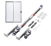 Kit de quincaillerie de piste de porte - Système de rail de porte coulissant, mécanisme de glissement lisse | Ensemble de montage pour les portes en bois, les coureurs en acier inoxydable pour une ins
