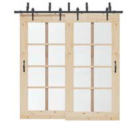 Kit de quincaillerie de porte coulissante 213,5 cm acier noir, quincaillerie de porte coulissante, rail de porte de 3295726