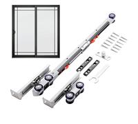 Kit de quincaillerie de porte coulissante - Roulette en acier inoxydable - Rail de porte en bois - Installation facile - Kit complet de rails de porte pour portes en bois | cuisine, armoire, salle de