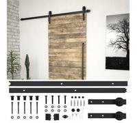 Kit de quincaillerie de porte coulissante - vidaXL - SKIEN - 183 cm - Acier enduit de poudre - Noir