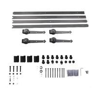 Kit de quincaillerie de porte de grange coulissante 4m Système de piste de porte double lourde en acier en carbone finition noire pour les portes de placard intérieur conception