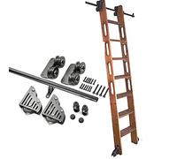 Kit de quincaillerie d'échelle de 4 m avec roulettes au sol, système de tube rond mobile pour un accès facile, idéal pour une utilisation à la maison, à la bibliothèque et à la bibliothèque