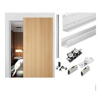 Kit de quincaillerie dissimulée for porte coulissante de grange avec mécanisme de fermeture amortie, quincaillerie invisible for porte coulissante, for portes intérieures en bois(120cm)