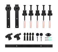 Kit de quincaillerie for porte coulissante 182 cm (6 pi), adapté à diverses occasions, système simple - Suspension noire en forme J