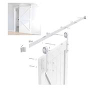 Kit De Quincaillerie For Porte De Grange Coulissante, Rail Combiné En Acier Au Carbone, Kit De Galets De Roulement Blancs, For Porte Simple(78.7" Track (Single Door))